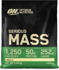 Optimum Nutrition Serious Mass Proteína para Ganar Peso, Sabor Vainilla, 5.45kg, 16 Servicios