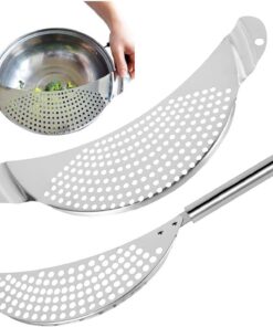 2 Coladores De Acero Inoxidable para Pasta Y Fideos con Mango, Escurridor De Pasta De Cocina para Espaguetis, Fideos, Grasa Y Verduras