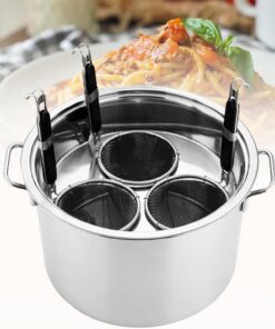 Olla para Pasta de Acero Inoxidable de 5 Orificios con colador: Juego de Cocina para Pasta para el hogar y el Restaurante, la Herramienta Ideal para cocinar Pasta y Fideos