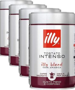 illy, Cafè Molido para Cafeteras Moka INTENSO, 100% Arábica con Notas de Cacao y Frutos Secos, Sabor Decidido y Intenso, Paquete de 1000g