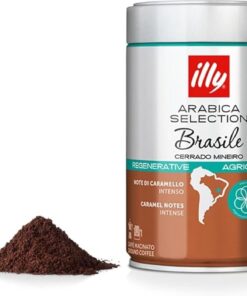 Café molido illy Arabica Selection Brasil Cerrado Mineiro: 100% de agricultura regenerativa - Una lata de 250 g (Paquete de 2)