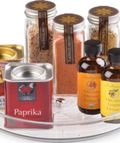 iDesign Plato giratorio para la cocina, pequeño organizador de armarios de plástico libre de BPA, especiero giratorio para guardar especias y tarros en la despensa, transparente