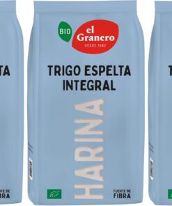 El Granero Integral - Harina Ecológica de Trigo Espelta Integral de 1 kg - Sin Azúcar Añadido - Alto Contenido en Carbohidratos y Fitonutrientes - Indicada para Elaborar Galletas o Pan (Paquete de 3)