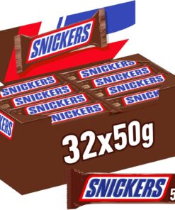 Snickers Barrita de Chocolate con Cacahuete y Caramelo 50g | Barrita de chocolate con leche rellena de cacahuetes y caramelo -- el snack energético perfecto para el trabajo y el camino