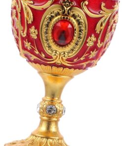 Cabilock Copa de Licor Pequeña de Aleación Diseño Europeo Vintage, Estructura Estable y Patrón Grabado, Adecuado para Decoración Hogar y Exhibición