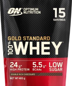 Optimum Nutrition Gold Standard 100% Whey Proteína en Polvo, 465g | Double Rich Chocolate, 15 Servings, 24 g de Proteína,BCAA,Bajo en azúcares,Favorece el Crecimiento y la Recuperación Muscular