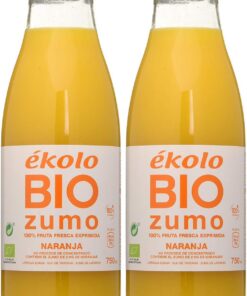 Ekolo Zumo De Naranja Ecológico, 100% Exprimido, 6 Botellas * 750Ml 4500 ml (Paquete de 2)