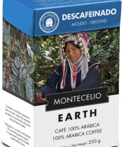 Montecelio - Café Molido Descafeinado. Café Seleccionado De Tueste Natural 100% Arábica. Sabor Delicado y Cuerpo Medio. Afrutado. Montecelio Earth. Paquete De 250 Gramos.