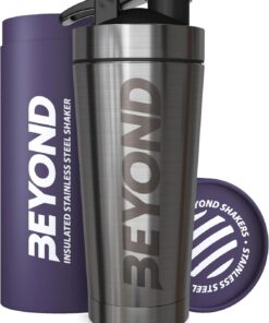 Coctelera de proteínas de metal aislado, botella de suplemento de acero inoxidable, sin BPA, para gimnasio, 735 ml en acero cepillado