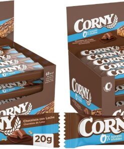 Corny - Barritas de Cereales 0% de Chocolate con Leche, Sin Azúcares Añadidos, Bajo en Calorias y Grasas Saturadas, Fuente de Energía, Fibra y Proteinas, 24 x 20 gr (Paquete de 2)