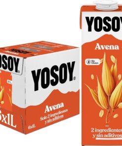 YOSOY Bebida de Avena - Bebida vegetal sin azúcar añadido y sin gluten, pack de 6 x 1L