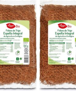 El Granero Integral - Fideos de Trigo Espelta Integral BIO - 500 g - Fuente Rica en Proteínas - Alto Aporte Energético - Ideal para Todas las Recetas de Pasta - Aptos para Veganos (Paquete de 2)