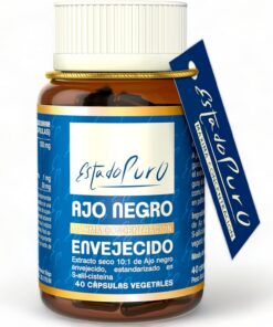 Ajo Negro Estado Puro | Extracto de Ajo Negro Envejecido - 10x Veces Más Concentrado - Colesterol + Energía + Antioxidante - Sin Olor y Sin Sabor | 40 Cápsulas de Tongil | Extracto ABG10 de Ajo Negro Envejecido, x10 Veces Concentrado, Sin Olor ni Sabor, Vegano, Corazón, Colesterol y Antioxidantes
