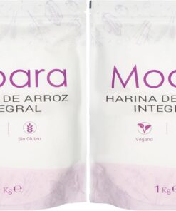Harina de arroz integral 100% natural, sin gluten, vegana. 1kg (Paquete de 2)