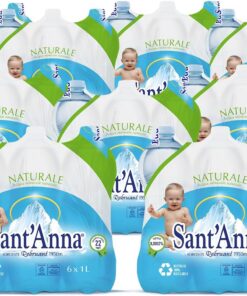 Sant'Anna Paquete de 1,0 L de agua natural | 54 botellas | Agua mineral natural mínimamente mineralizada | Botellas de plástico 100% reciclables