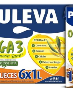 Puleva Omega 3 Proessentia® Nueces brik 1L - Caja 6 litros | Leche con Omega 3 sabor nueces, ayuda al funcionamiento normal del corazón. Enriquecida con vitaminas A, D y E. Pack 6x1L.