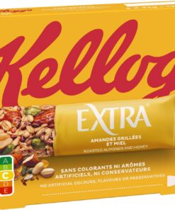 Kellogg's Extra Miel - Barritas con 41% de cacahuetes y almendras, y avena con miel, paquete de 4 barritas x 32g