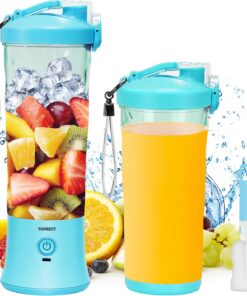 TOPESCT Licuadora Portátil de 600 ml, Mini Licuadora Recargable para Batidos y Batidos con Batería de 4000 mAh, 6 Cuchillas Ultra Afiladas para Viajes (azul)