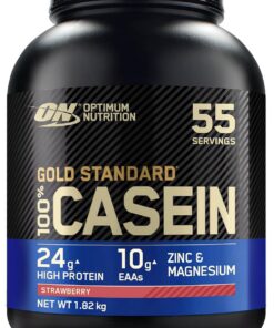 Optimum Nutrition Gold Standard 100% Proteína de Caseína en Polvo, Sabor Fresa, 1.82kg, 55 Servicios