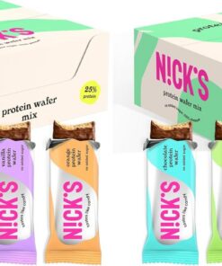 NICKS Mix de Barritas Protein wafer | 25% Proteína | 203 calorías | Proteicas Oblea Chocolate Sin Azúcar Añadido Low Carb Snack Bar Sin Gluten (9 x40g) (Paquete de 2)