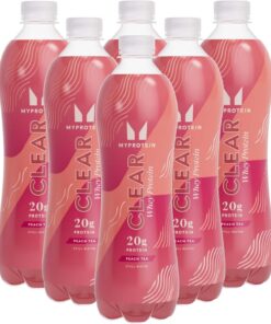 Myprotein Clear Whey Protein Drink - Té de melocotón | 0.77 onzas de aislado de suero | cero azúcar y grasa | Zumo alto en proteínas listo para beber | 6 botellas de 500 ml