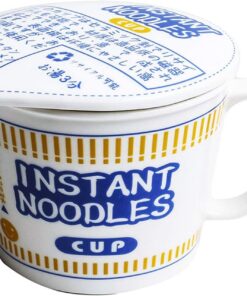 Cuenco de fideos instantáneos japoneses de 1000 ml, taza y cuenco de pasta instantánea, pasta de cerámica para microondas, cuenco de fideos instantáneos de gran capacidad con tapa, vajilla con asa