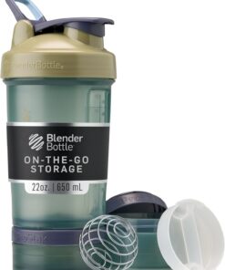 Blender Bottle - Botella mezcladora con organizador de pastillas y almacenamiento para proteína en polvo, sistema clásico V2 ProStak, 22 onzas, color tostado | A prueba de fugas | Tecnología Blenderball Whisk | Batidos de proteínas | Suplementos | Hidratación