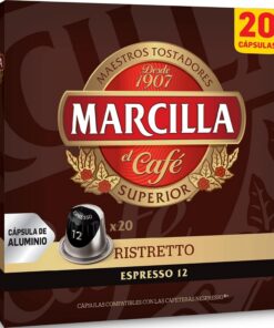 Marcilla Cápsulas de Café Ristretto | Intensidad 12 | 20 Cápsulas Compatibles Nespresso