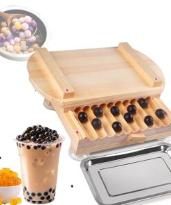 Máquina manual para hacer perlas de tapioca con bandeja de acero inoxidable y ventosa para el hogar, cocina y tienda de té con leche