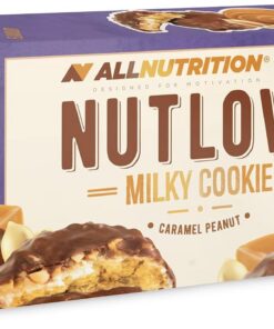 ALLNUTRITION Nutlove Sugar Free Chocolate Cookies - Galletas de Chocolate con Leche Rellenas de Cacahuete y Caramelo - Dulces sin Azúcar - Snacks Bajos en Calorías - 1 Paquete x 128g