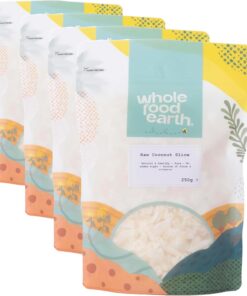 Wholefood Earth Rebanada de coco crudo de 250 g, sin OMG, natural, alta fibra, el embalaje puede variar (Paquete de 4)
