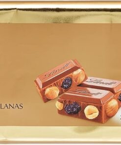 Lindt Tableta de Chocolate con Leche, con Avellanas y Pasas, 300g