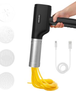 Cecotec Máquina para hacer Pasta y Churros Inalámbrica Fun EasyPasta. 40W, Capacidad 200gr, 3 Discos Incluidos, Prepara Fideos o Noodles, Spaghettis y Tallarines, 50 Usos por Carga de Batería