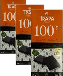 TRAPA COLLECTION | Chocolate Negro 100% Cacao | Tableta 100 g | Sin Gluten (Paquete de 3)
