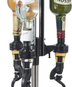 Oggi 7186 Dispensador de licor giratorio de 3 botellas, acero inoxidable