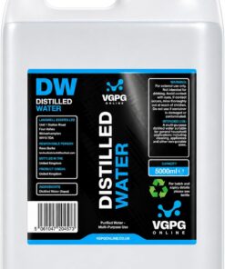 Agua destilada de 5 litros | Agua pura baja en minerales para planchas de vapor, humidificadores, recarga de batería de coche, limpieza, electrodomésticos, mezcla de bricolaje, garaje y