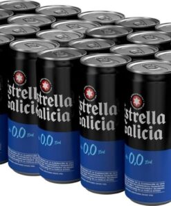 Estrella Galicia 0,0 - Cerveza Lager Sin Alcohol, 24 Latas x 33 cl | Sin Alcohol, Fermentación Interrumpida, Lúpulos Nugget y Perle, Aroma a Maltas, Estilo Pilsen, 0% Volumen de Alcohol