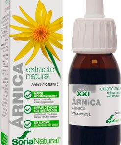 Extracto de Árnica uso tópico - Arnica montana flor concentrado - Cuidado y alivio muscular y cutáneo - Extracto vegetal con ciclodextrinas - 50 ml formato líquido - Soria Natural