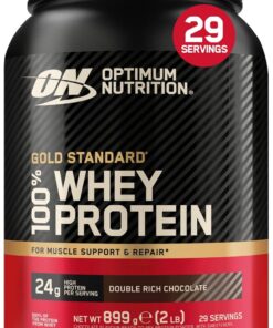 Optimum Nutrition Gold Standard 100% Whey Proteína en Polvo, 899g | Double Rich Chocolate, 29 Servings,24 g de Proteína,BCAA,Bajo en azúcares,Favorece el Crecimiento y la Recuperación Muscular