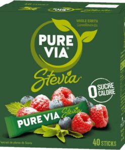 Pure Via Starting Agent Stevia, cero calorías, caja de 40 palitos