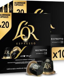 L'OR Espresso Cápsulas de Café Ristretto | Intensidad 11 | 200 Cápsulas Compatibles Nespresso (R) | Intensidad 11, Compatible con máquinas Nespresso