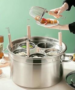 Ollas y cestas para Pasta, Juego de Insertos para cocinar 5 ollas de Acero Inoxidable para Pasta, Fideos y albóndigas