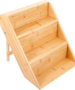 jojofuny Estante de Especias de Bambú 3 Niveles, Organizador de Condimentos para Encimera, Soporte para Botellas de Especias, Natural, Amplio Espacio, para Cocina y Despensa