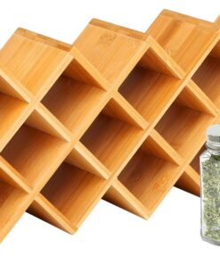 Organizador de especias de bambú para encimera, soporte organizador de especias independiente, estante de cocina, almacenamiento de condimentos para gabinetes de encimera, 43.5x18.5x9.5 cm