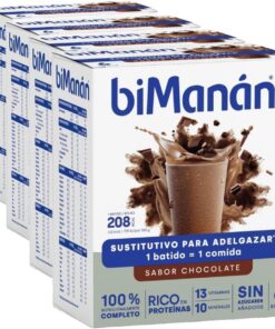 biManán - Batido de Chocolate, Batidos Sustitutivos de Comidas para Adelgazar, Bajos en Calorías, Ayudan a Perder y Controlar el Peso, con Proteínas, Vitaminas y Minerales - 6 x 50 g: 300 g