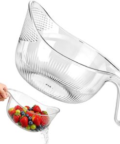 Escurridor De Arroz Enjuagador De Frutas Multifuncional Con Asa | Bol para Lavar Frutas Para Granos, Bayas, Legumbres, Preparar Comidas, Pasta, Verduras, Viajes, Camping, Pícnic y más usos
