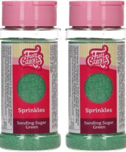 FunCakes Sanding Sugar Green, Verde: Sabor Excelente, Perfecto para Decorar Tartas, Cakepops, Caramelos, Galletas, Magdalenas, Cupcakes - 80 g (Paquete de 2)