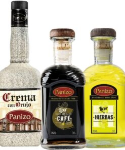 Pack licores Panizo: 1 botella de Licor de Hierbas, 1 botella de Crema de Orujo y otra de Aguardiente de Orujo