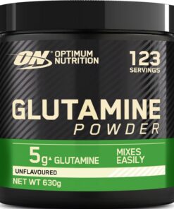 Optimum Nutrition Glutamina en Polvo, L-Glutamina Aminoácido en Polvo, Complemento Alimenticio Batido Pre y Post Entrenamiento, Sin Sabor, 123 Porciones, 630 g