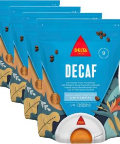 Delta Decaf - Café Molido - Arábicas Centroamericanas y Robustas Africanos - Notas de caramelo, vainilla y frutos secos - 220 g (Paquete de 4)